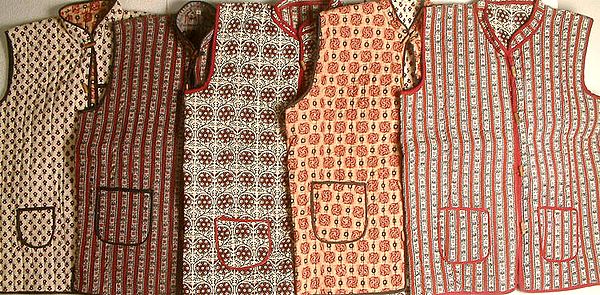 Lot of Five Sleeveless Jackets from Jaipur