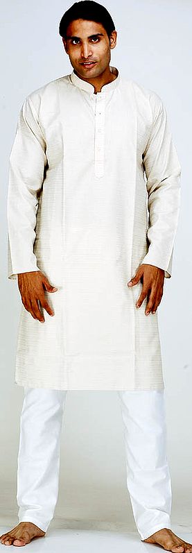 Off-White Woven Kurta Pajama
