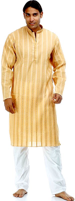 Orange Kurta Pajama with Thread Weave