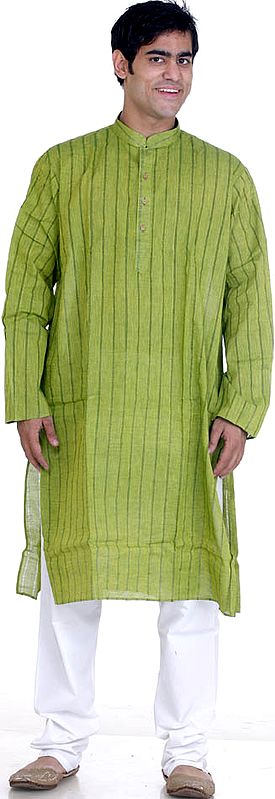 Pear-Green Kurta Pajama with Stripes