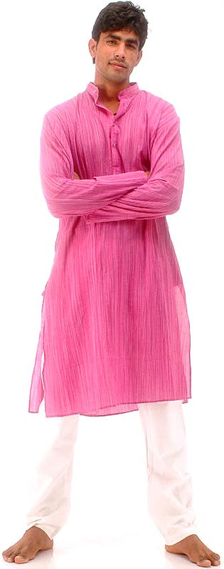 Pink Cotton Kurta with Cotton Pajamas