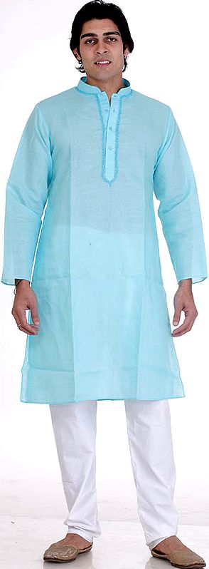 Exotic India Solid Plain Kurta Pajama Set