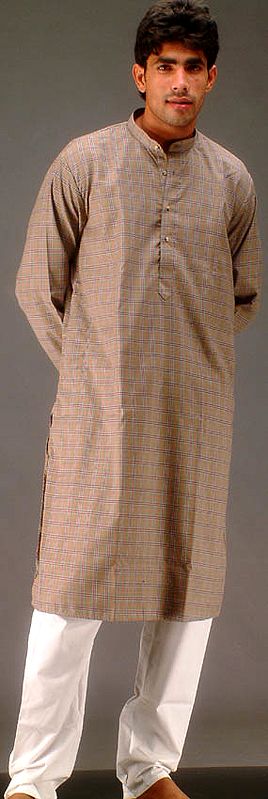 Pure Cotton Kurta Pajama Set with Medium Checks