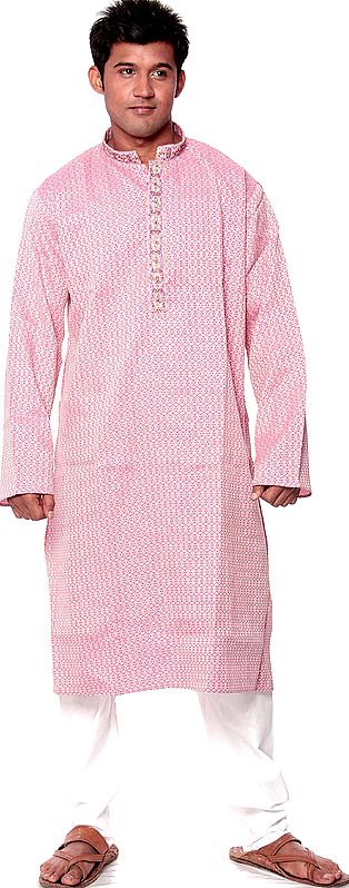 Purple Kurta Set with Thread Weave and Embroidery on Button Palette