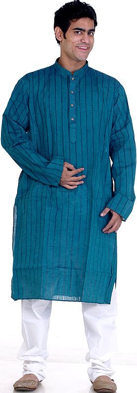 Sea-Green Kurta Pajama with Stripes
