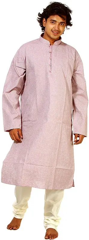 Morning-Glory Kurta Pajama with Woven Stripes