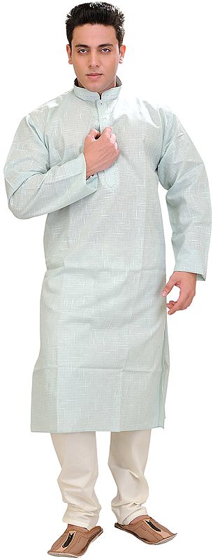 Kurta Pajama Set with Embroidery on Neck and Thread Weave