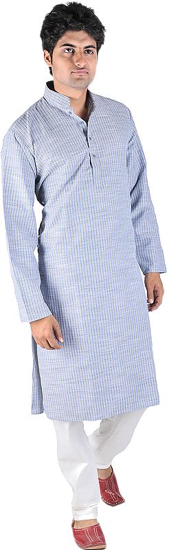 Regatta-Blue Kurta Pajama with All-Over Woven Stripes