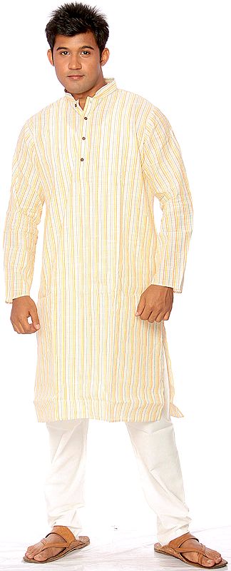 Kurta Pajama with Multi-Color Dotted Stripes