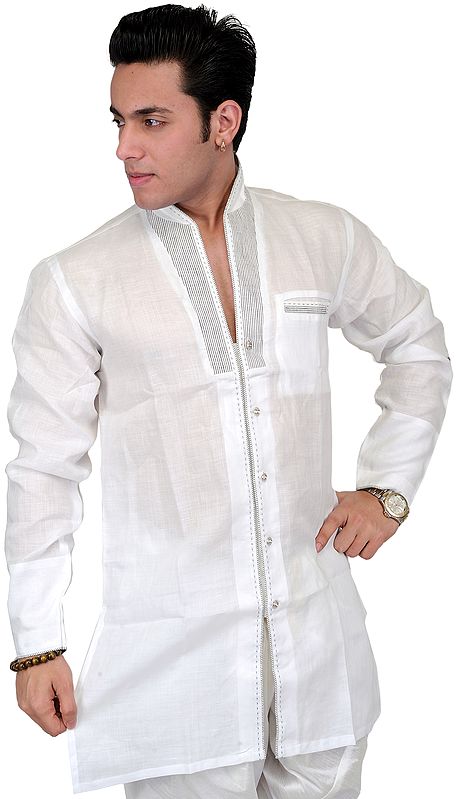 Bright-White Designer Shirt with Stylish Collar