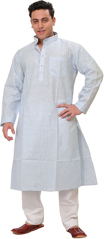 Kurta Pajama with All-Over Woven Stripes