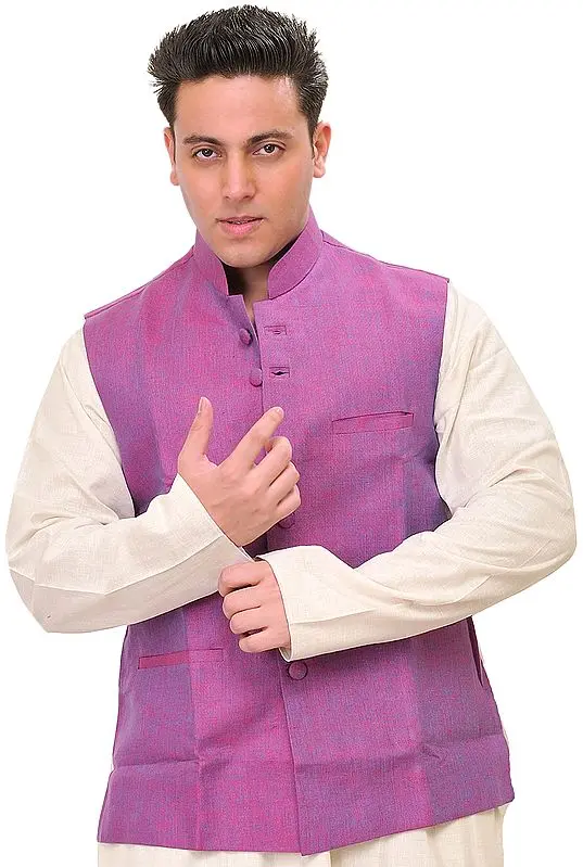 Meadow-Mauve Plain Pure Linen Modi Jacket