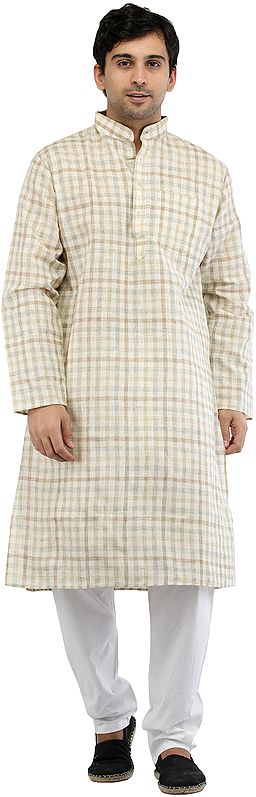 Kurta Pajama Set with Woven Checks All-Over