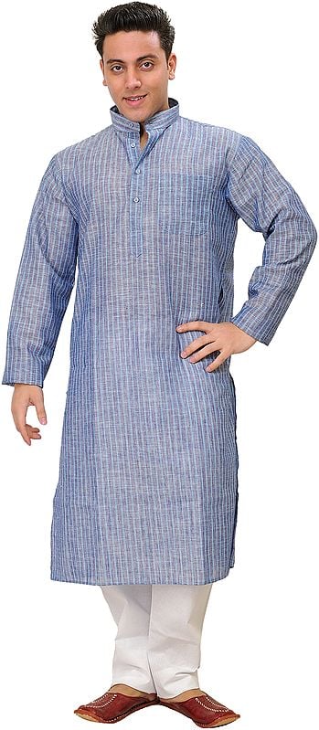 Kurta Pajama Set with Woven Stripes