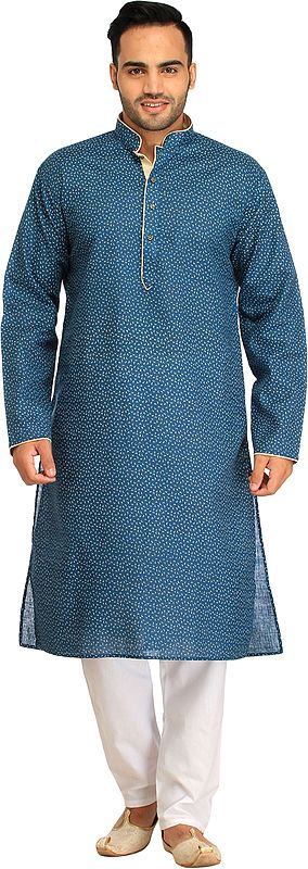 Kurta Pajama Set with Printed Small Bootis and Piping