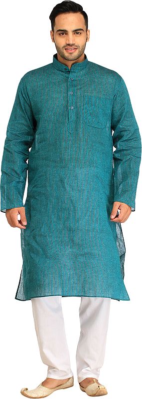 Casual Kurta Pajama Set with Woven Stripes