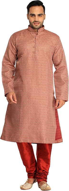 Wedding Banarasi Kurta Pajama Set with Woven Bootis All-Over