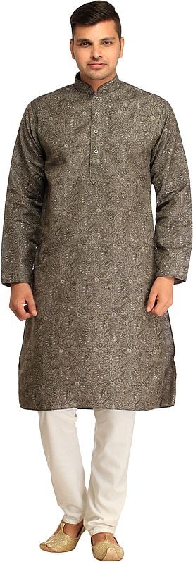 Casual Kurta Pajama Set with Printed Mughal Motifs