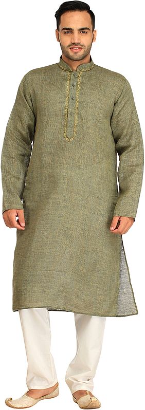 Kurta Pajama Set with Thread Weave and Embroidery on Neck