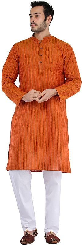 South-Cotton Kurta Pajama Set with Thread Weave