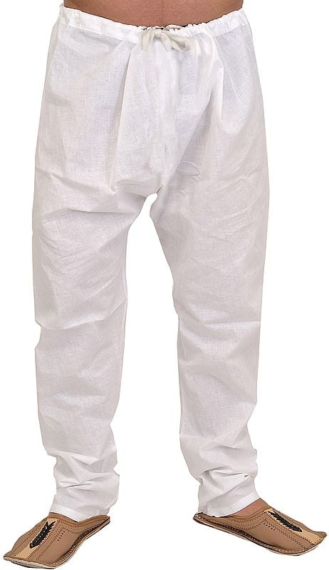 Star-White Casual Pure Cotton Pajama from ISKCON Vrindavan by BLISS