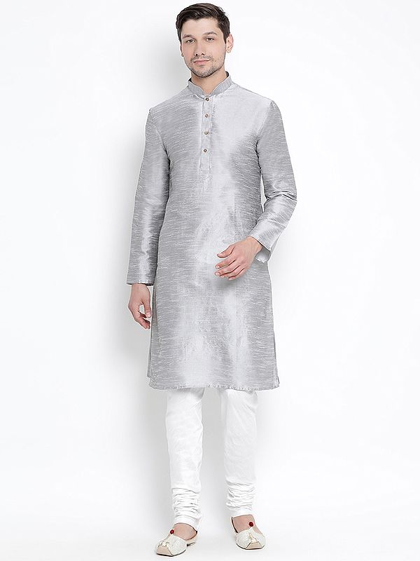 Silk Blend Men's Calf Length Kurta Pajama Set