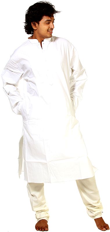 White Kurta Pajama with All-Over Woven Circles