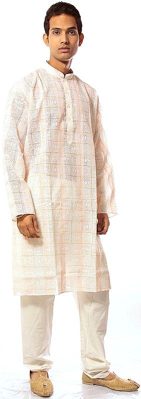 White Printed Kurta Pajama