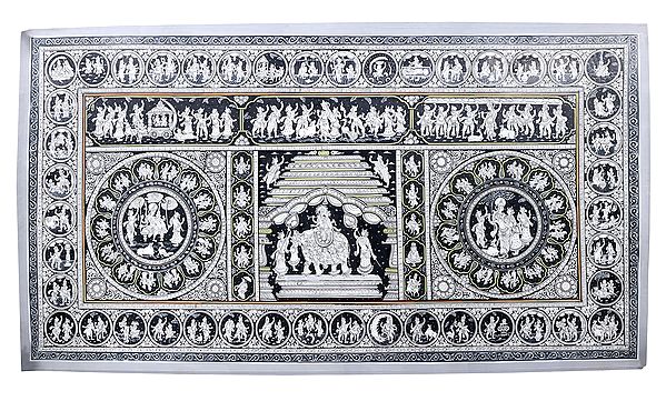 Super Large Painting - All Leelas of Supreme Lord Krishna (The Ultimate God)