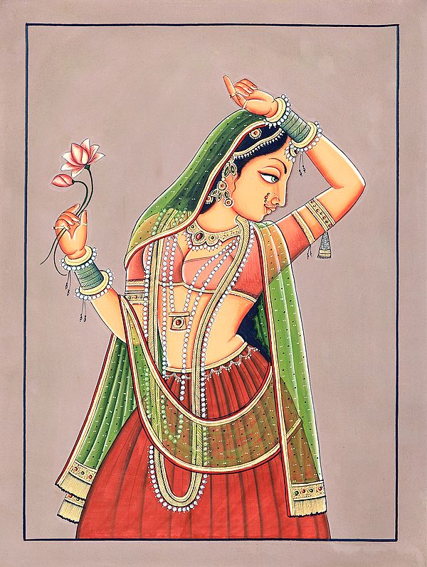 Lady in Dancing Pose with Flower