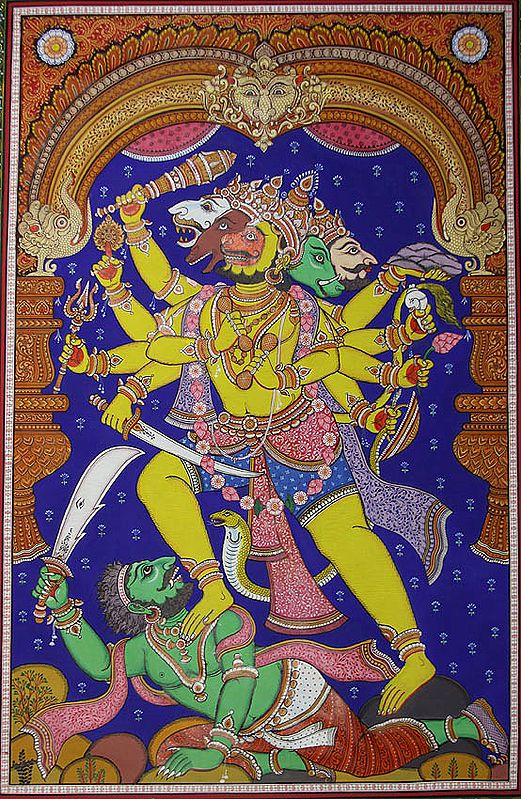 A Fine Painting of Five-Faced Hanuman