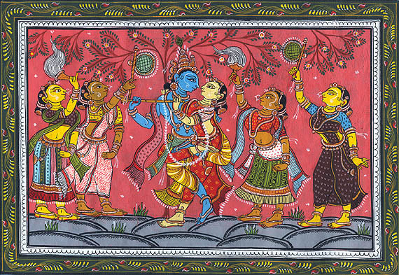 Amorous Radha Krishna with Gopis