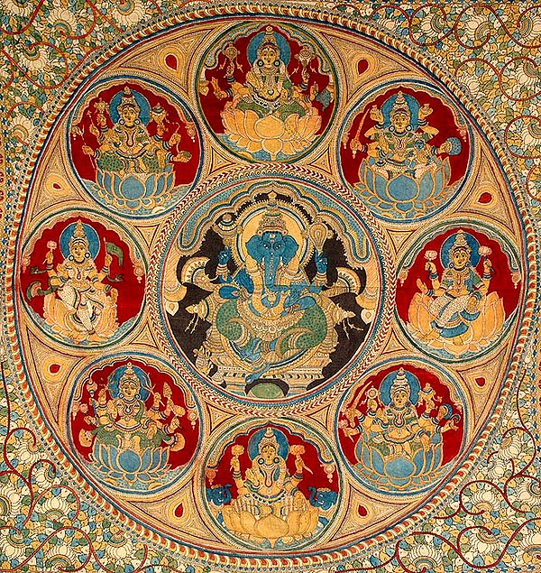 Auspicious Ashtalakshmi Mandala with Central Ganesha