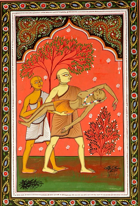 Chaitanya Mahaprabhu Taking His Ailing Father on the Banks of Ganga