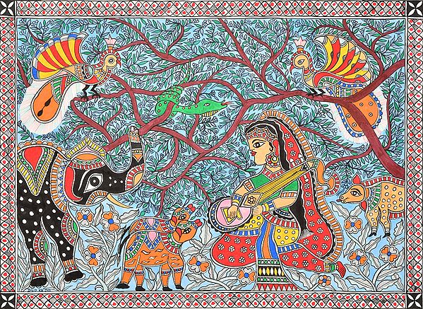 Goddess Saraswati Mesmerizing Animals in The Forest