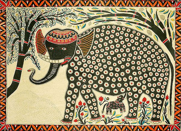 Decorative Elephant with Flowers