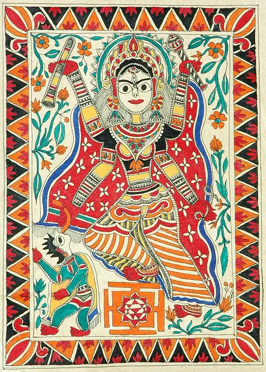 Mahavidya Bagalamukhi with Yantra