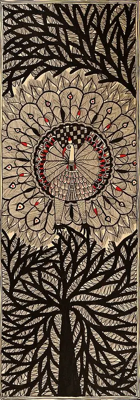 Dancing Peacock with Tree of Life