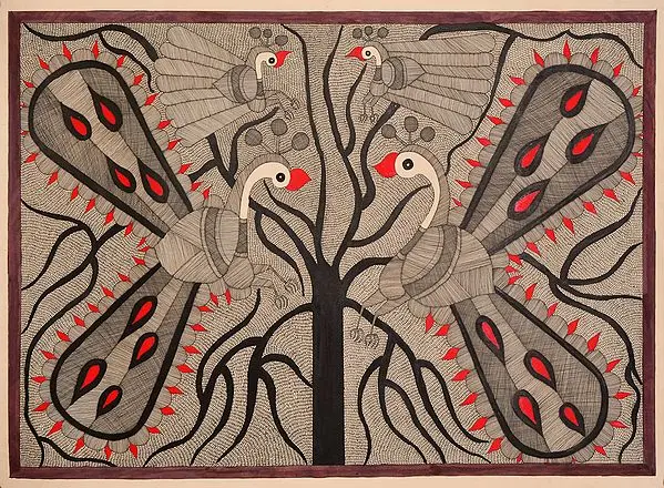 Peacock Pair with Tree of Life