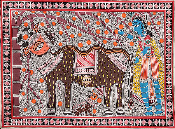 Krishna with Cow under the Tree