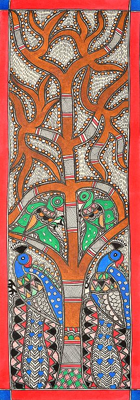 Tree of Life with Peacock and Parrot Pairs