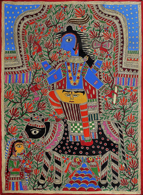 Lord Shiva with Parvati and Nandi