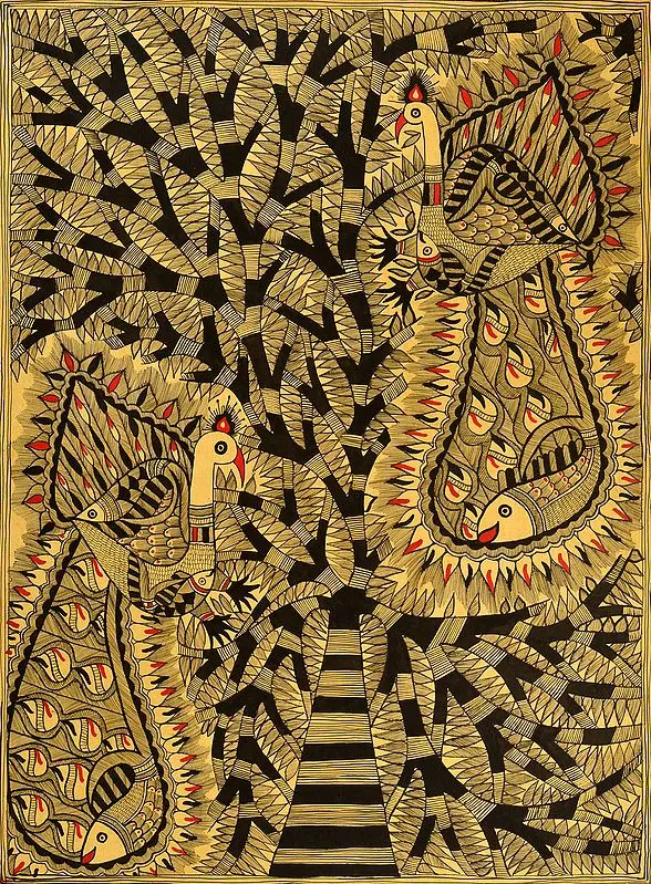 Peacock Pair with Tree of Life