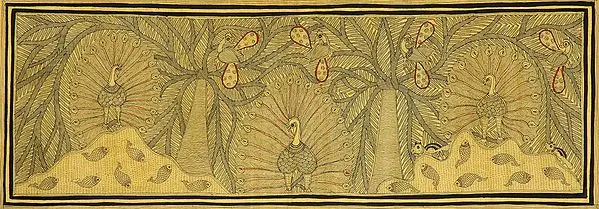 Peacocks, Trees  and Fish Pond