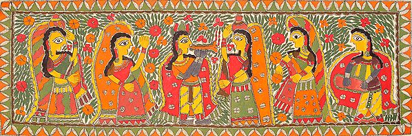 Lord Krishna Playing Flute For Gopis