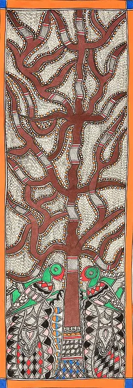 Peacocks Flank The Tree Of Life