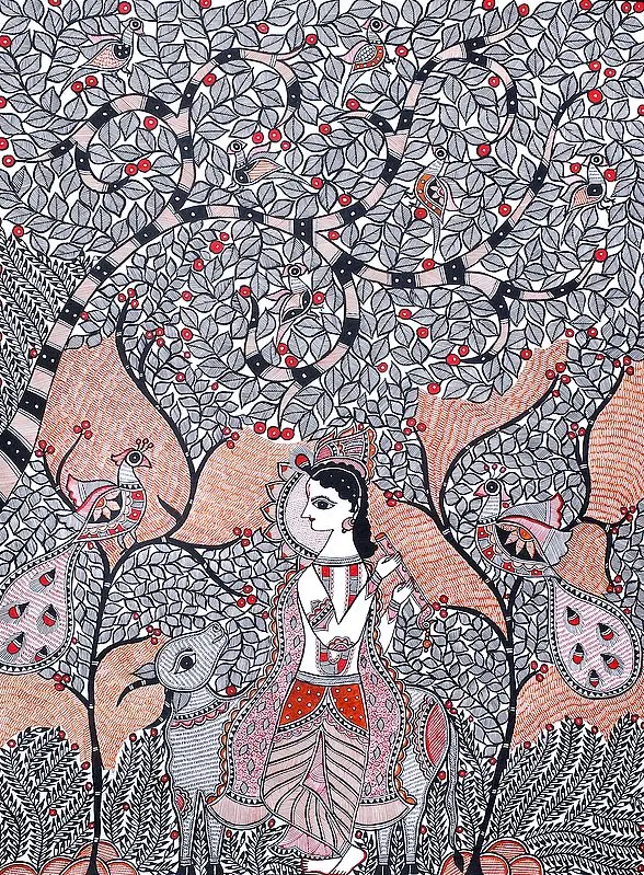 Krishna Playing Flute in The Upvan