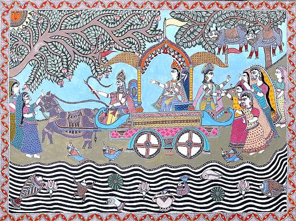 Krishna and Balarama Leaving for Mathura with Akrura