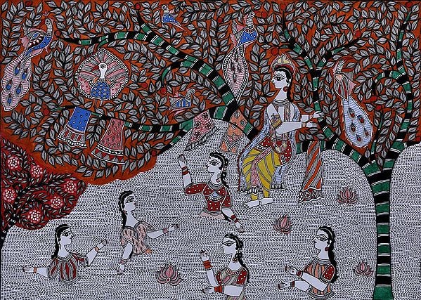 Krishna Stealing Clothes of Gopis
