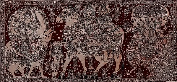 Shiva Parivar On Their Respective Vahanas
